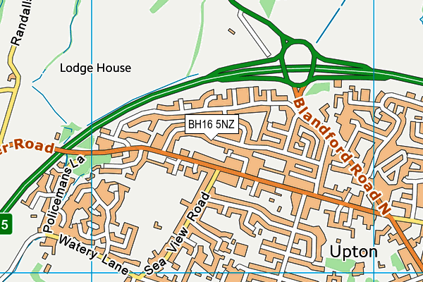 BH16 5NZ map - OS VectorMap District (Ordnance Survey)