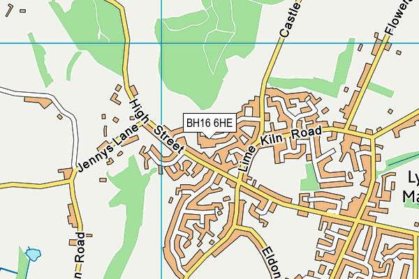 BH16 6HE map - OS VectorMap District (Ordnance Survey)