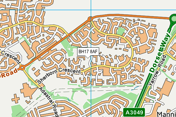 BH17 8AF map - OS VectorMap District (Ordnance Survey)