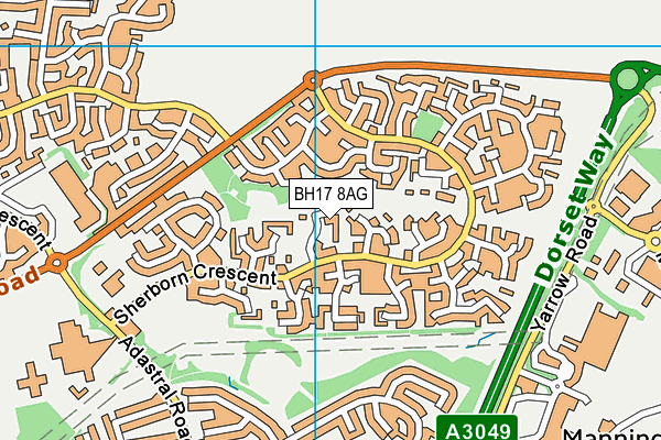 BH17 8AG map - OS VectorMap District (Ordnance Survey)