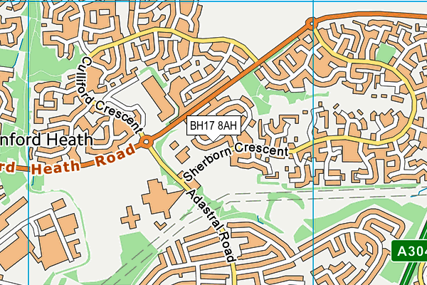 BH17 8AH map - OS VectorMap District (Ordnance Survey)