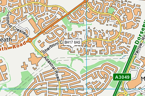 BH17 8AS map - OS VectorMap District (Ordnance Survey)