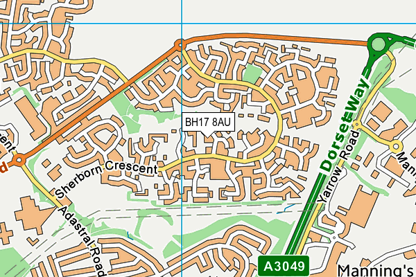 BH17 8AU map - OS VectorMap District (Ordnance Survey)