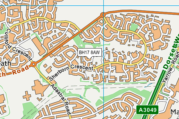BH17 8AW map - OS VectorMap District (Ordnance Survey)