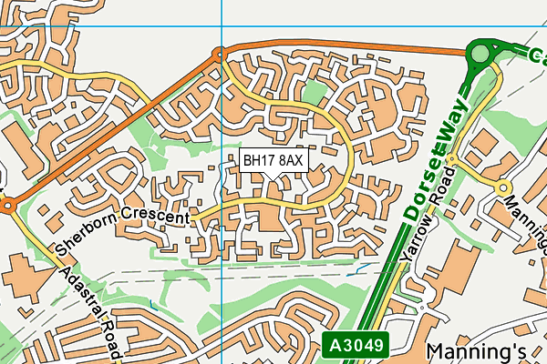 BH17 8AX map - OS VectorMap District (Ordnance Survey)