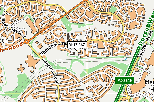 BH17 8AZ map - OS VectorMap District (Ordnance Survey)