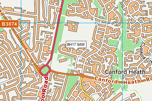 BH17 9AW map - OS VectorMap District (Ordnance Survey)