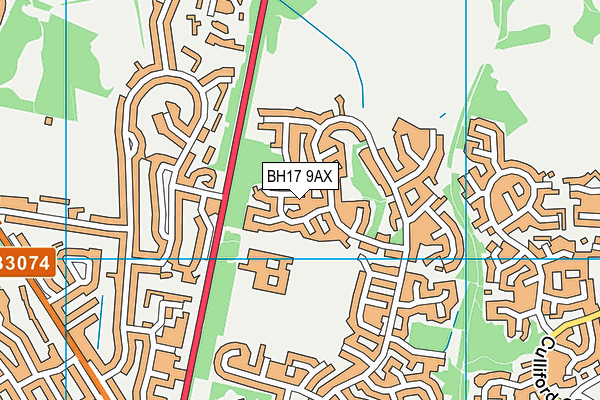 BH17 9AX map - OS VectorMap District (Ordnance Survey)