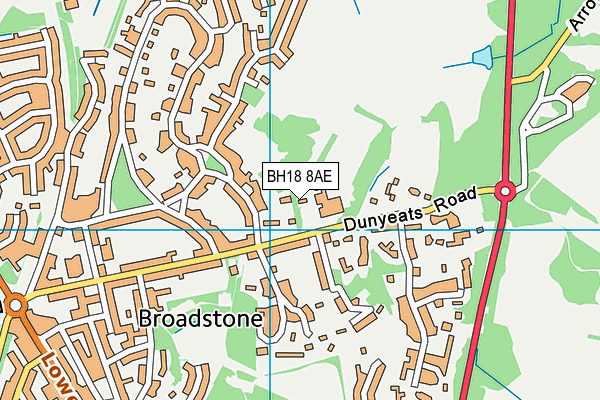 Broadstone Middle School map (BH18 8AE) - OS VectorMap District (Ordnance Survey)