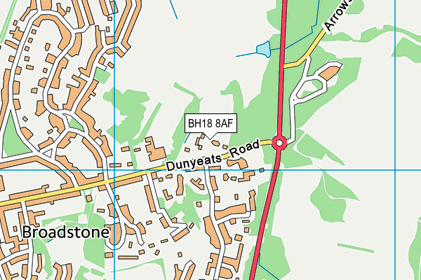 BH18 8AF map - OS VectorMap District (Ordnance Survey)