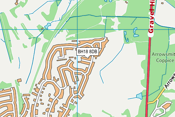 BH18 8DB map - OS VectorMap District (Ordnance Survey)