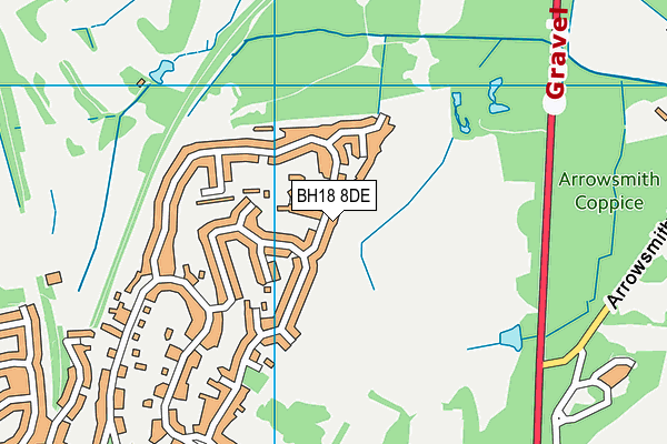 BH18 8DE map - OS VectorMap District (Ordnance Survey)