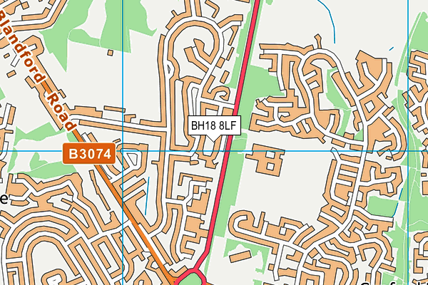 BH18 8LF map - OS VectorMap District (Ordnance Survey)