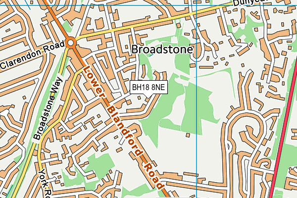 Broadstone Recreation Ground map (BH18 8NE) - OS VectorMap District (Ordnance Survey)