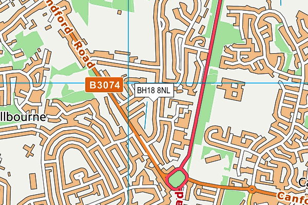 BH18 8NL map - OS VectorMap District (Ordnance Survey)