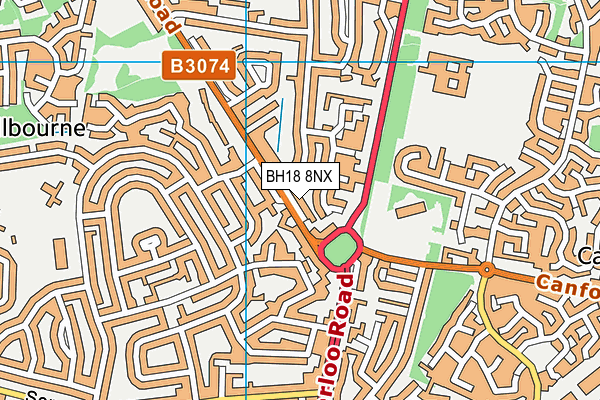 BH18 8NX map - OS VectorMap District (Ordnance Survey)