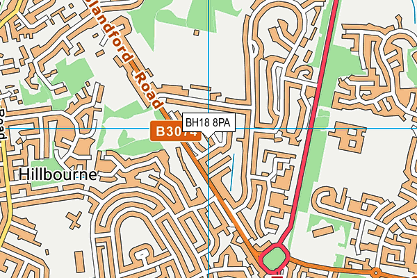 BH18 8PA map - OS VectorMap District (Ordnance Survey)