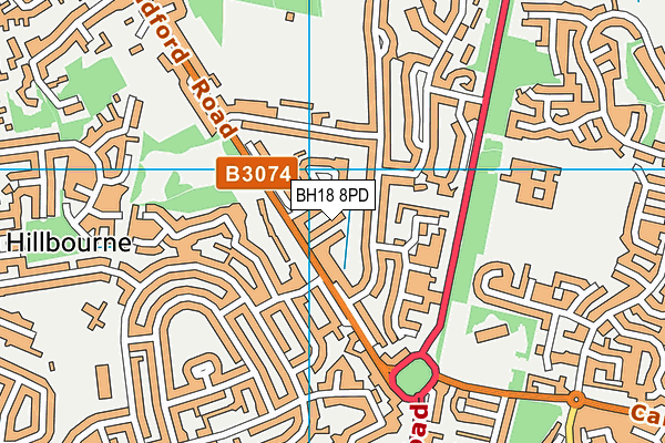BH18 8PD map - OS VectorMap District (Ordnance Survey)