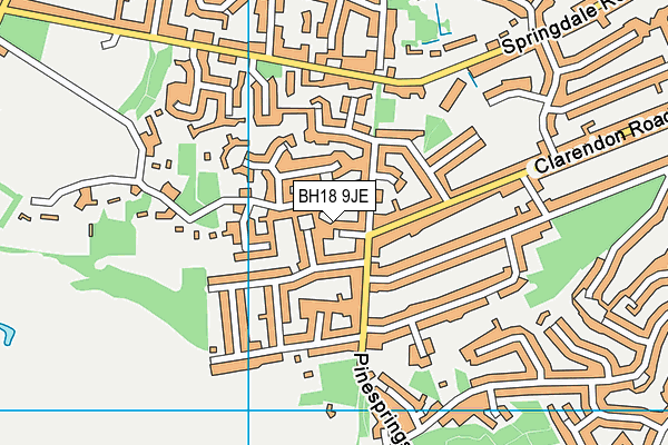 BH18 9JE map - OS VectorMap District (Ordnance Survey)