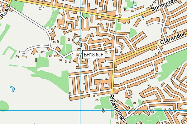 BH18 9JF map - OS VectorMap District (Ordnance Survey)