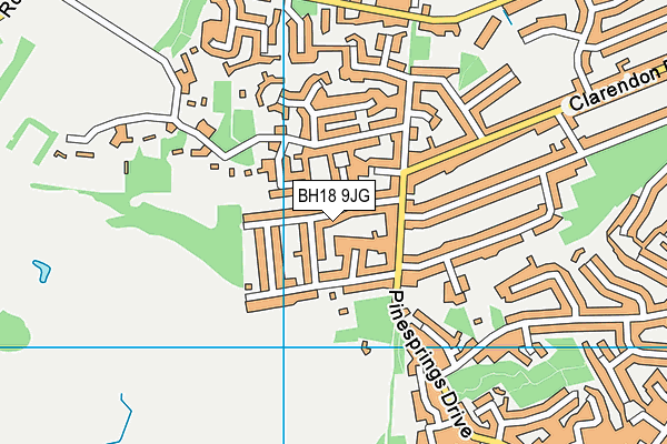 BH18 9JG map - OS VectorMap District (Ordnance Survey)