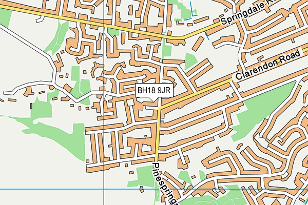 BH18 9JR map - OS VectorMap District (Ordnance Survey)