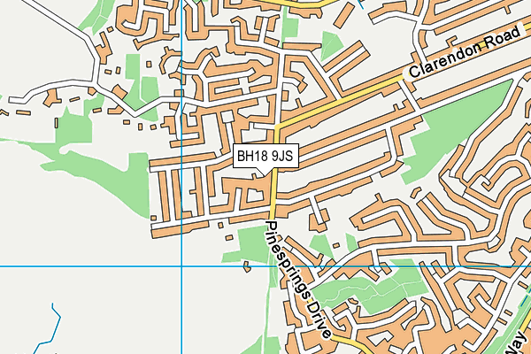 BH18 9JS map - OS VectorMap District (Ordnance Survey)