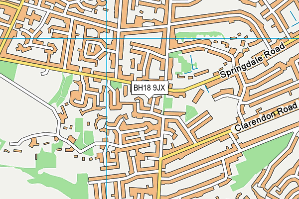 BH18 9JX map - OS VectorMap District (Ordnance Survey)