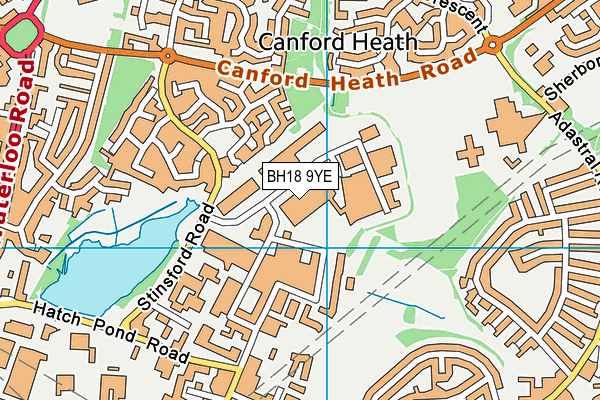 BH18 9YE map - OS VectorMap District (Ordnance Survey)