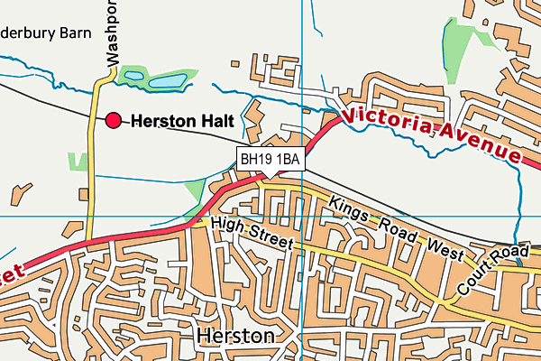 BH19 1BA map - OS VectorMap District (Ordnance Survey)