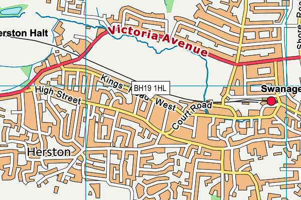 BH19 1HL map - OS VectorMap District (Ordnance Survey)