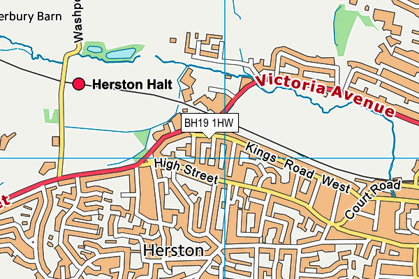 BH19 1HW map - OS VectorMap District (Ordnance Survey)