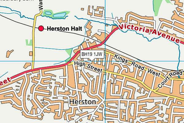 BH19 1JW map - OS VectorMap District (Ordnance Survey)