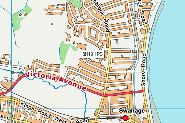BH19 1PD map - OS VectorMap District (Ordnance Survey)
