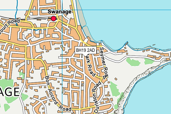 BH19 2AD map - OS VectorMap District (Ordnance Survey)