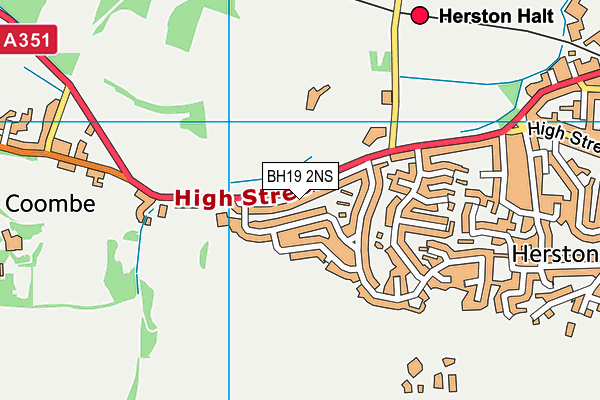 BH19 2NS map - OS VectorMap District (Ordnance Survey)