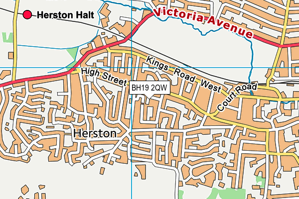 BH19 2QW map - OS VectorMap District (Ordnance Survey)