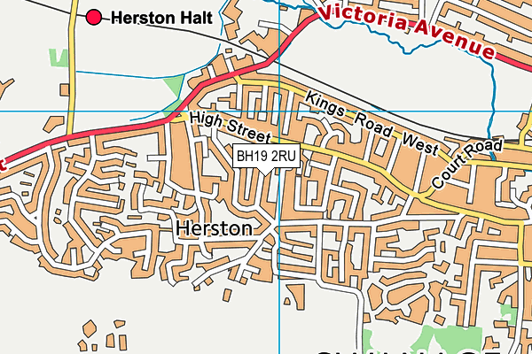BH19 2RU map - OS VectorMap District (Ordnance Survey)