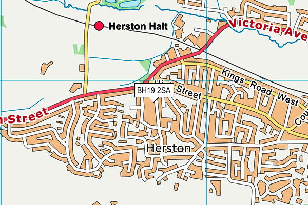 BH19 2SA map - OS VectorMap District (Ordnance Survey)