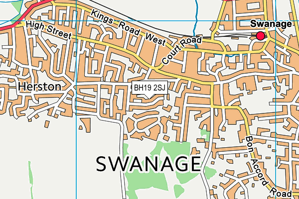 BH19 2SJ map - OS VectorMap District (Ordnance Survey)