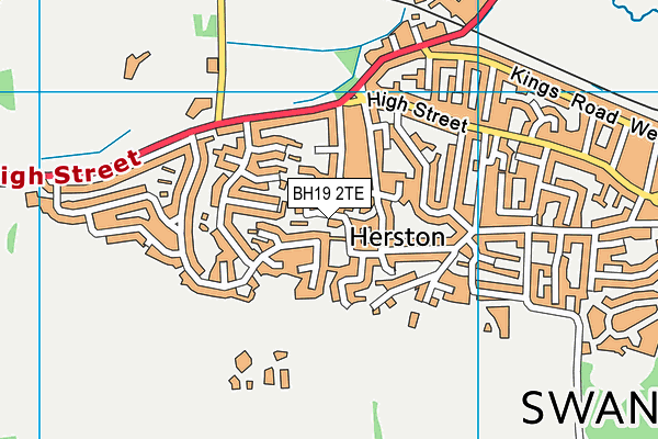 BH19 2TE map - OS VectorMap District (Ordnance Survey)