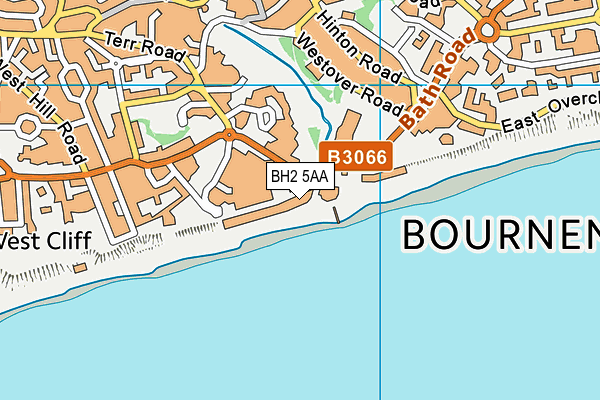 BH2 5AA map - OS VectorMap District (Ordnance Survey)