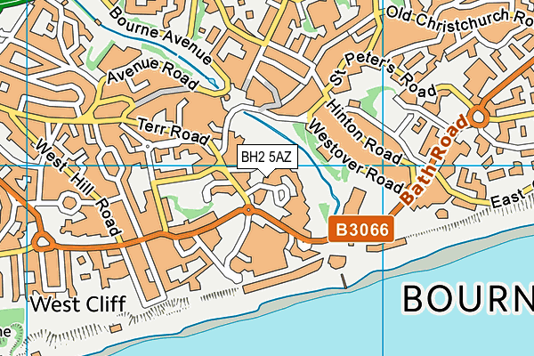 BH2 5AZ map - OS VectorMap District (Ordnance Survey)