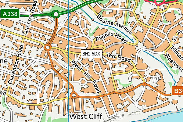 BH2 5DX map - OS VectorMap District (Ordnance Survey)