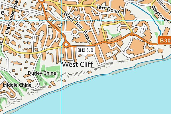 BH2 5JB map - OS VectorMap District (Ordnance Survey)