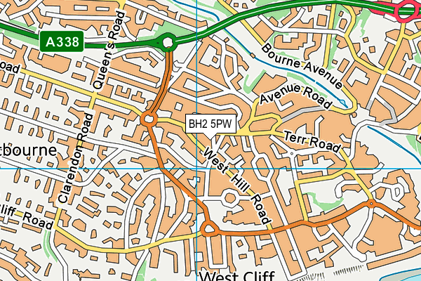 BH2 5PW map - OS VectorMap District (Ordnance Survey)