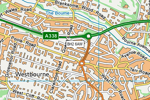 BH2 6AW map - OS VectorMap District (Ordnance Survey)