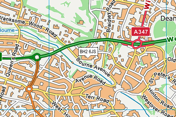 BH2 6JS map - OS VectorMap District (Ordnance Survey)