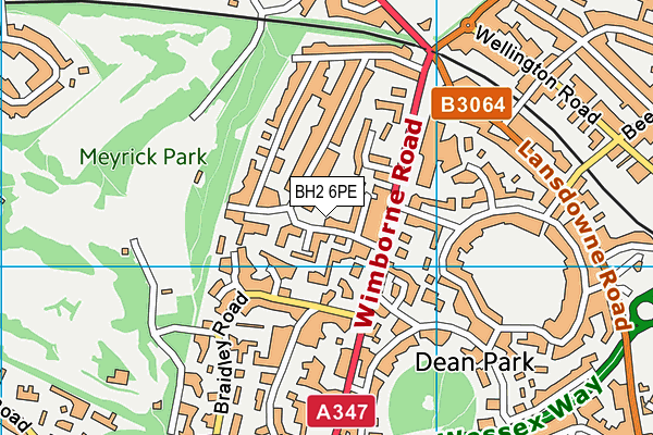 BH2 6PE map - OS VectorMap District (Ordnance Survey)