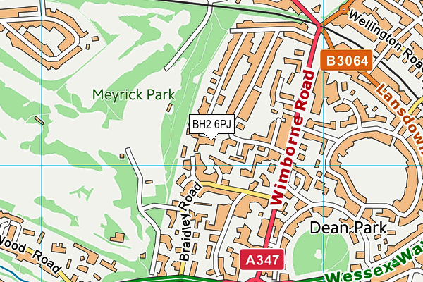 BH2 6PJ map - OS VectorMap District (Ordnance Survey)